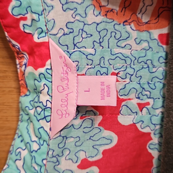 Lilly Pulitzer Sarasota Seashell Beaded Tunic Top sz Large - Picture 3 of 5